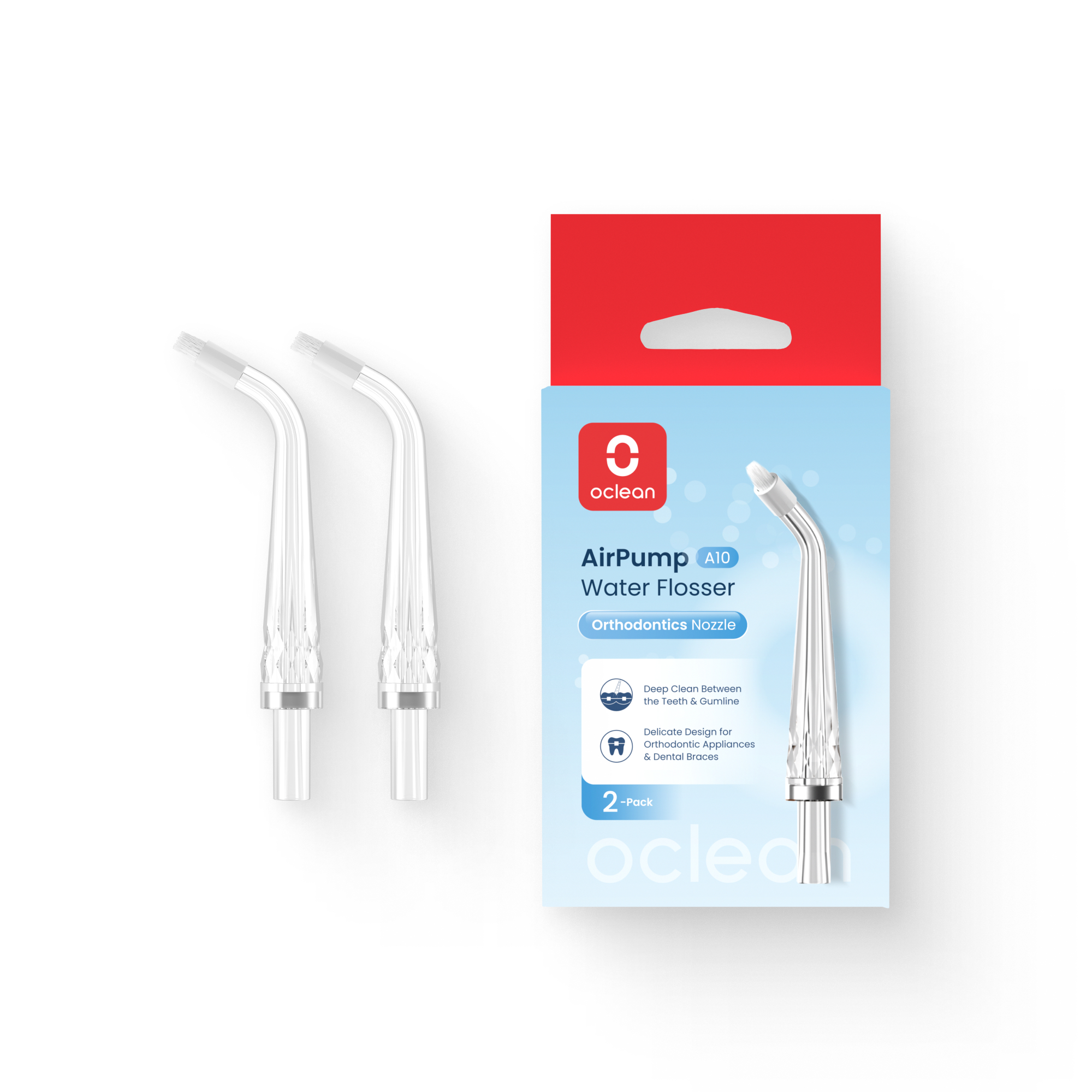 Комплект насадок Для Ирригатора Oclean A10  (2шт, Ортодонтические)