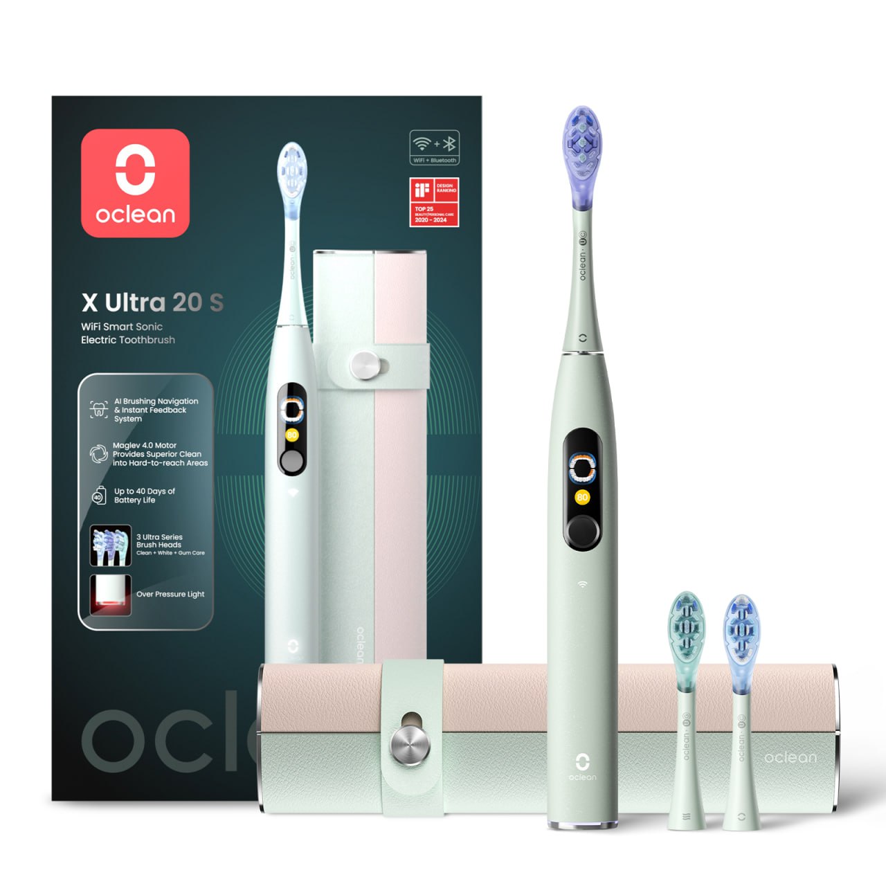 Электрическая зубная щетка Комплект Oclean X Ultra 20 Set (Мятно-зеленый)