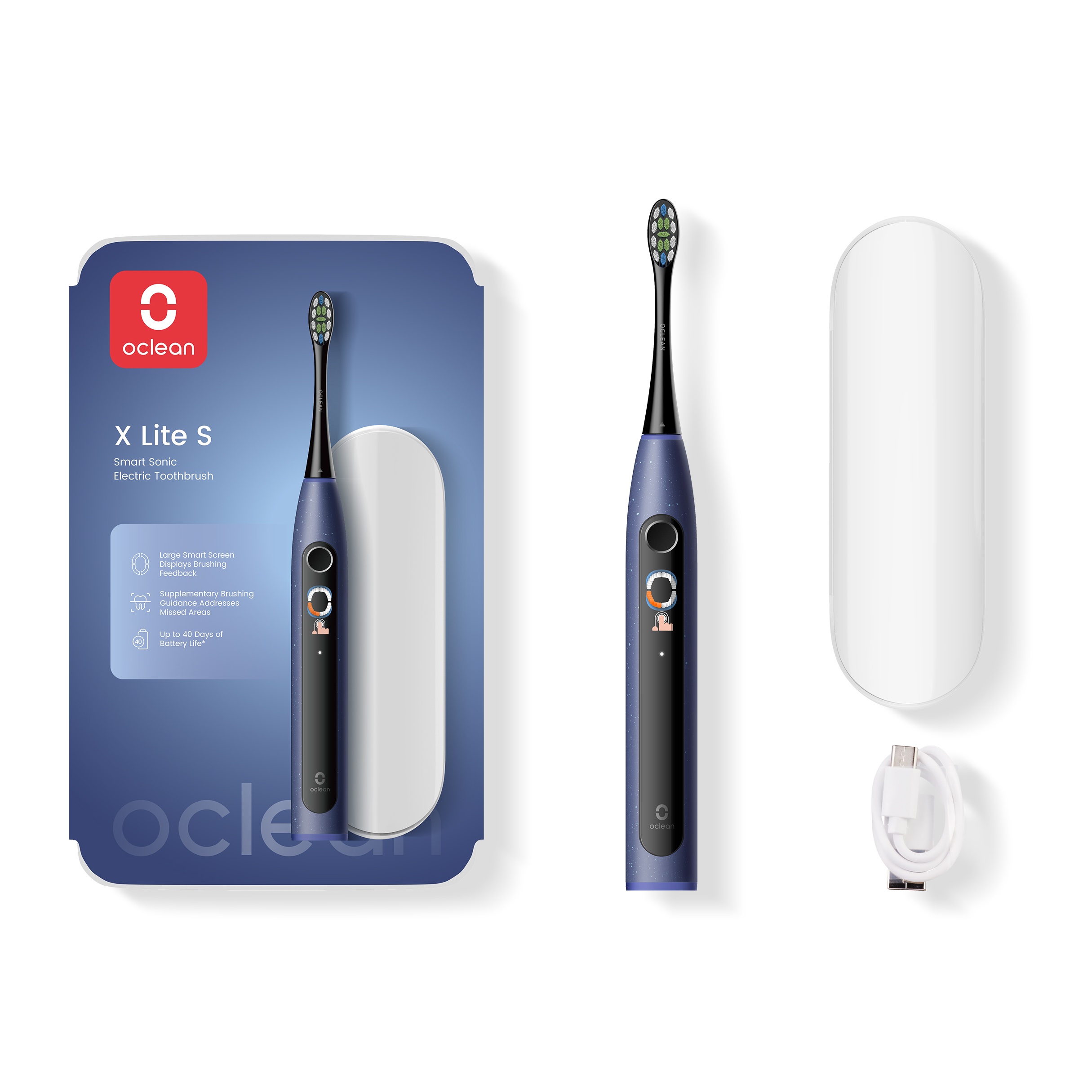 Электрическая зубная щетка Комплект Oclean X Lite Set (Темно-синий)