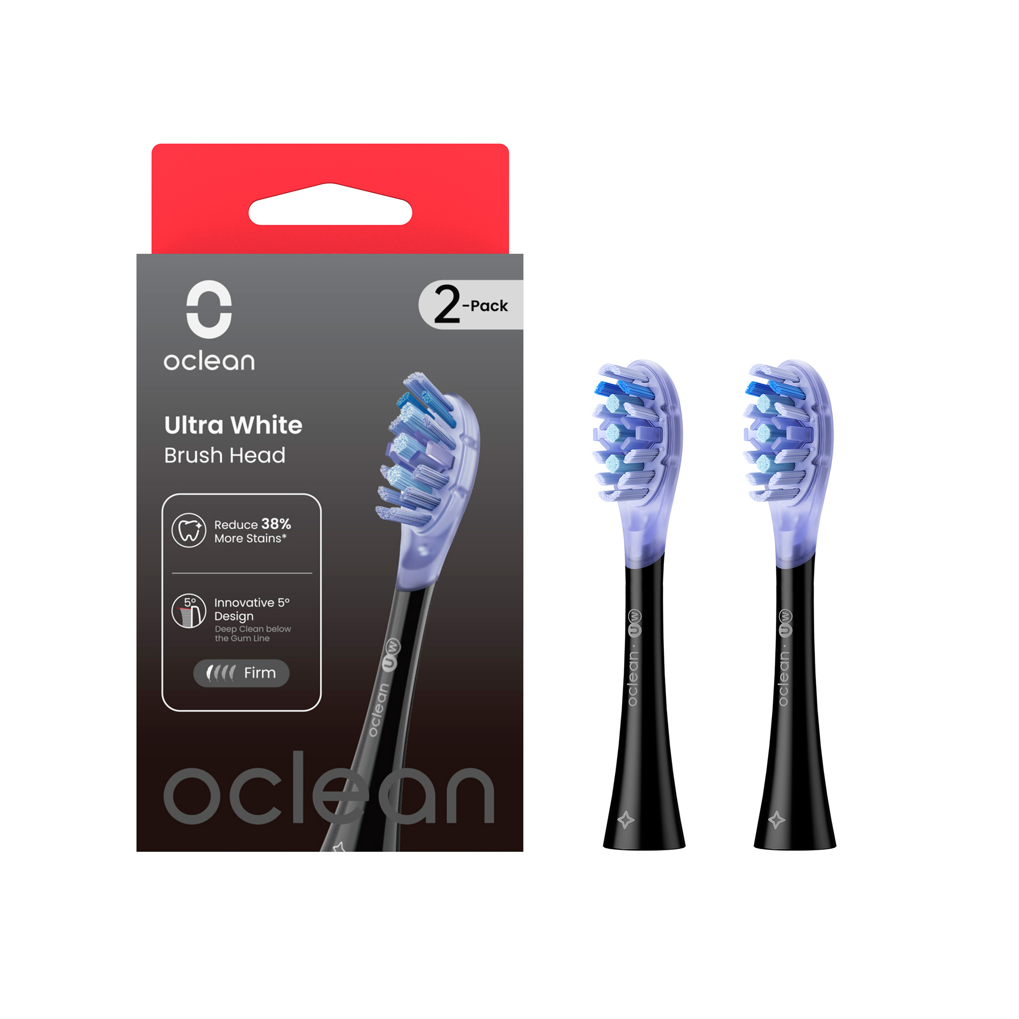 Комплект насадок «Контроль зубного налета» для Oclean X Ultra UW02 (2 шт., черный)