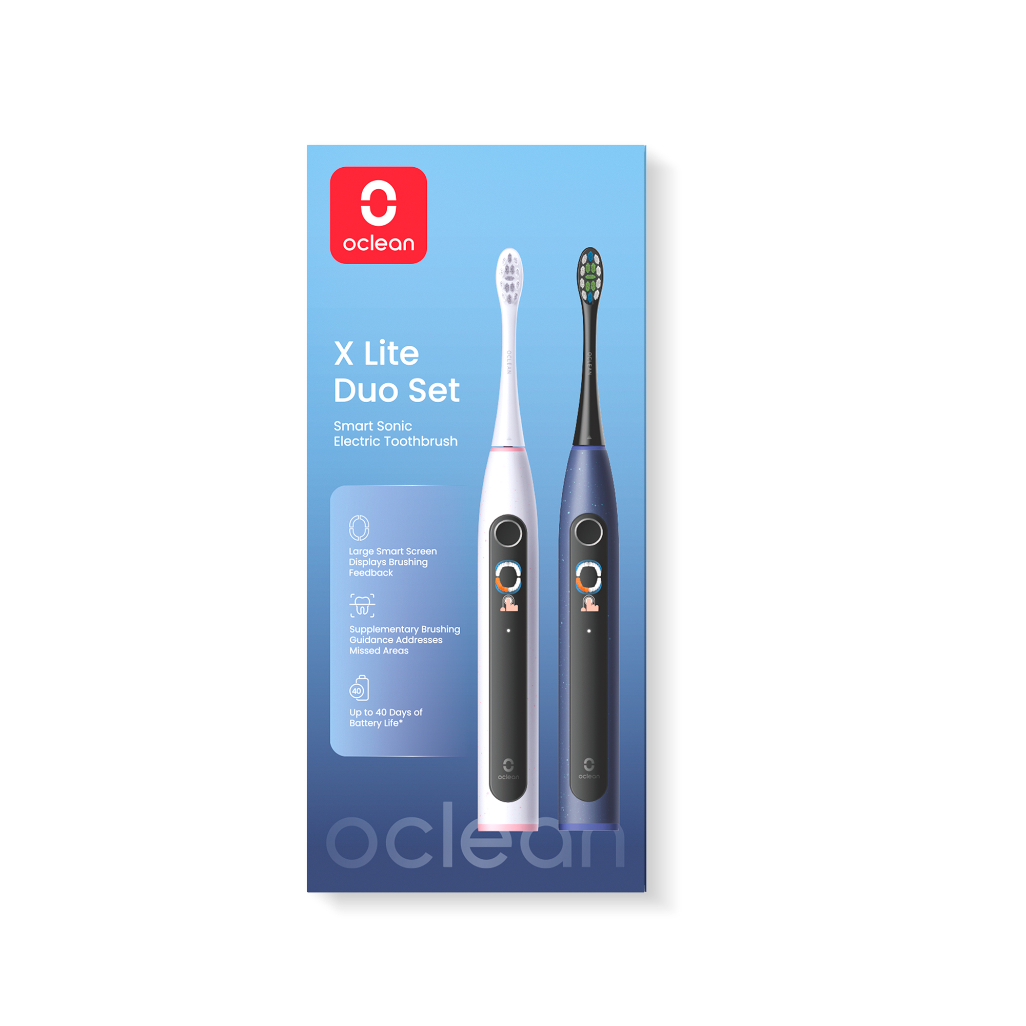 Электрическая зубная щетка Oclean X Lite Duo Set (Комплект: серый + темно-синий)