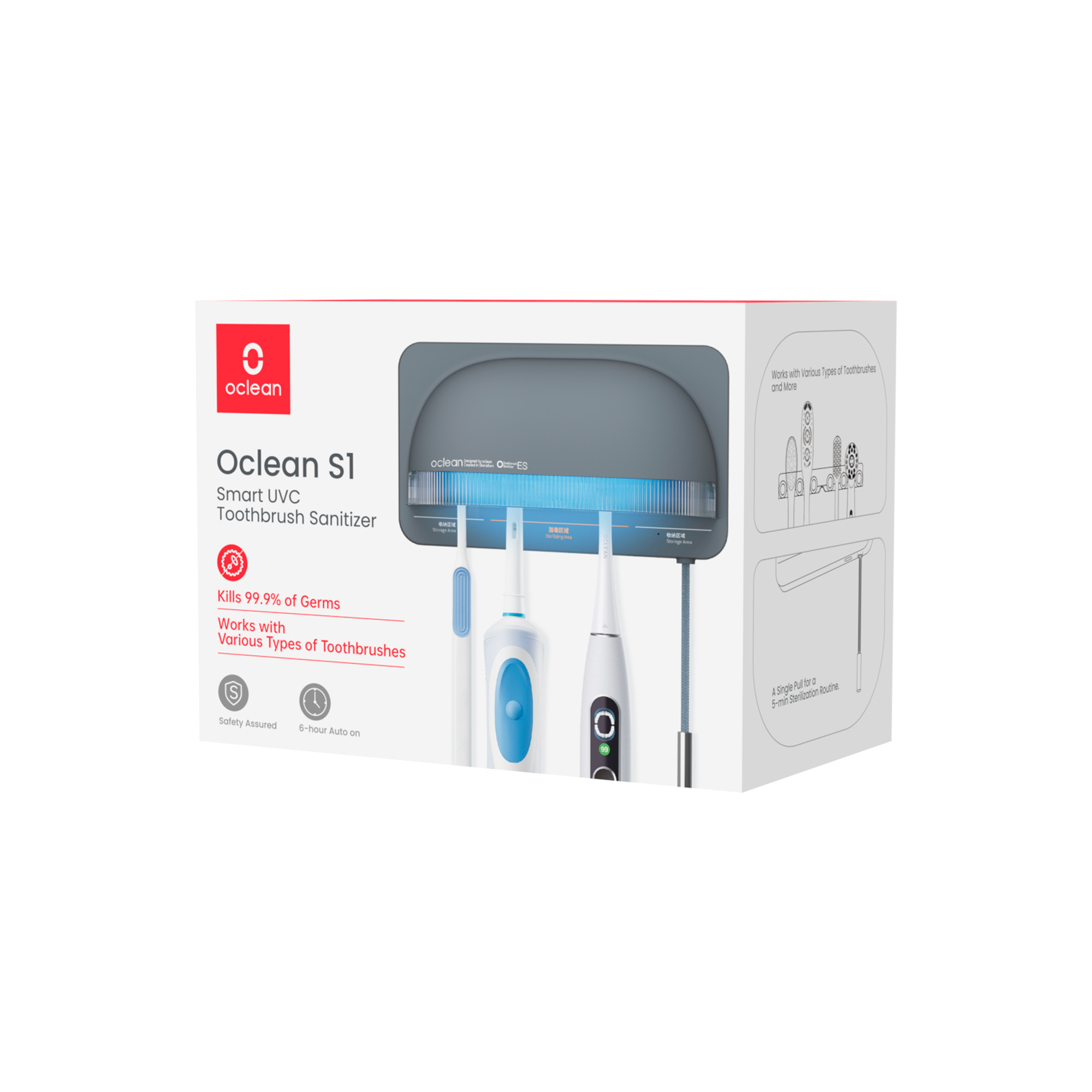 Ультрафиолетовый стерилизатор для зубных щёток Oclean S1 (Серый)