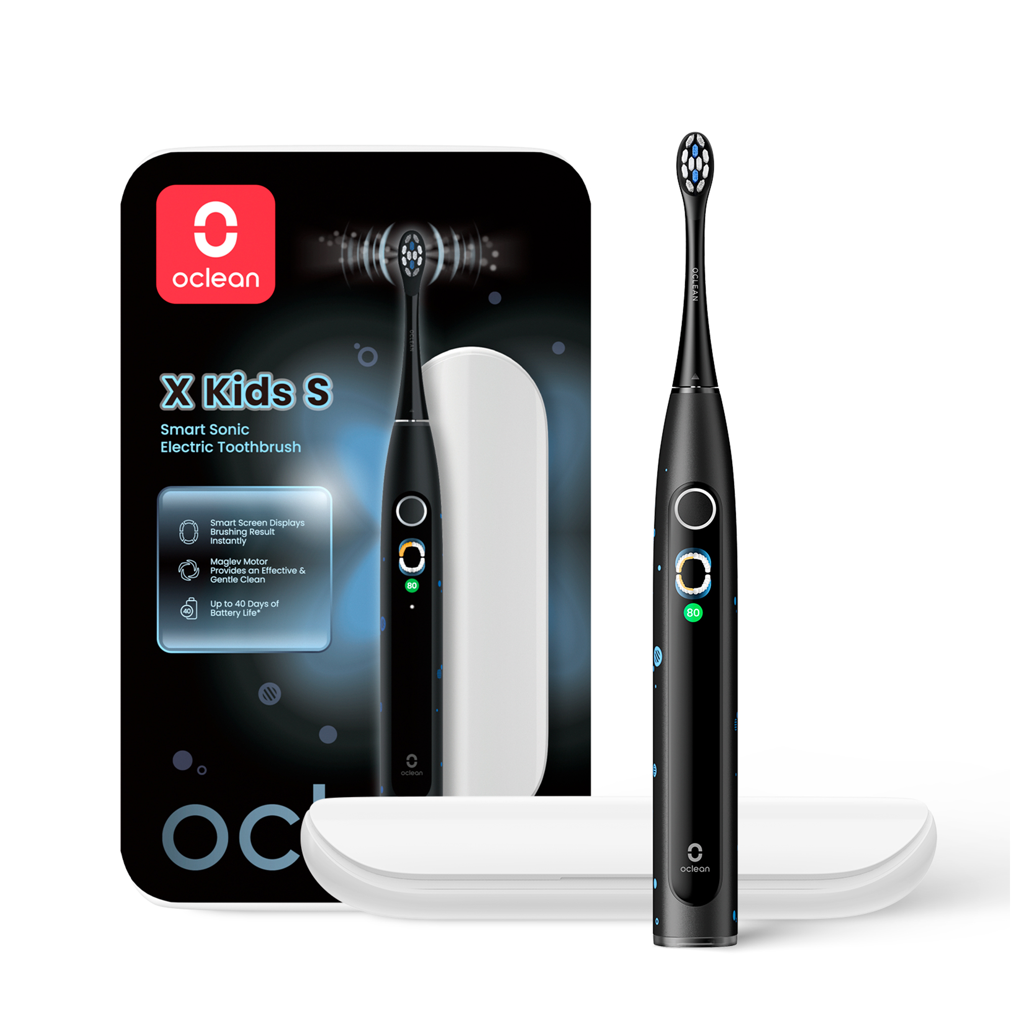 Электрическая детская зубная щетка Oclean X Kids Set (Комплект, черный)