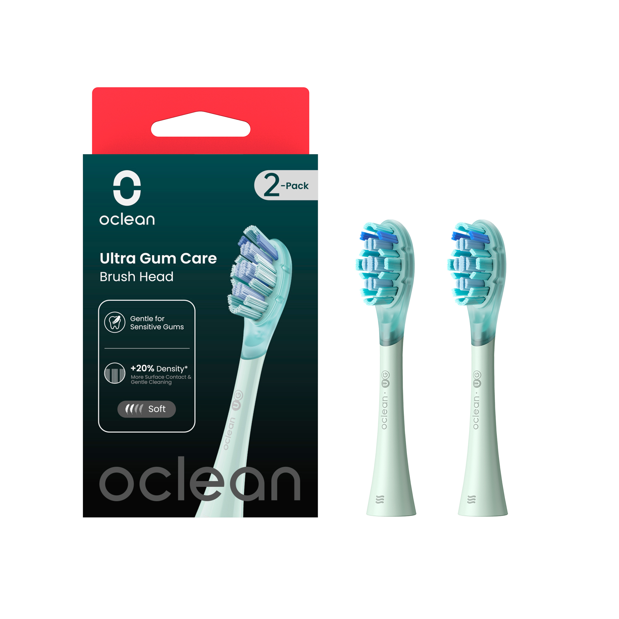 Комплект насадок «Для чувствительных десен» для Oclean X Ultra UG01 (2 шт., зеленый)