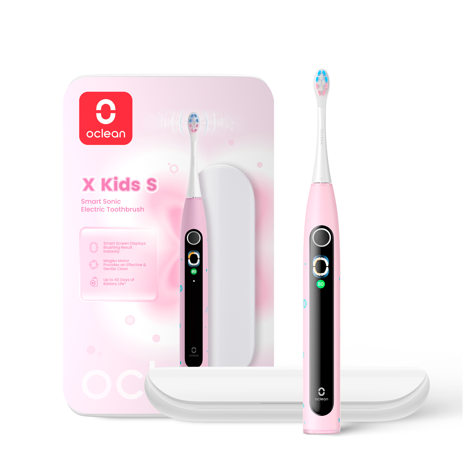 Электрическая зубная щетка Комплект Детская Oclean X Kids Set (Розовый)