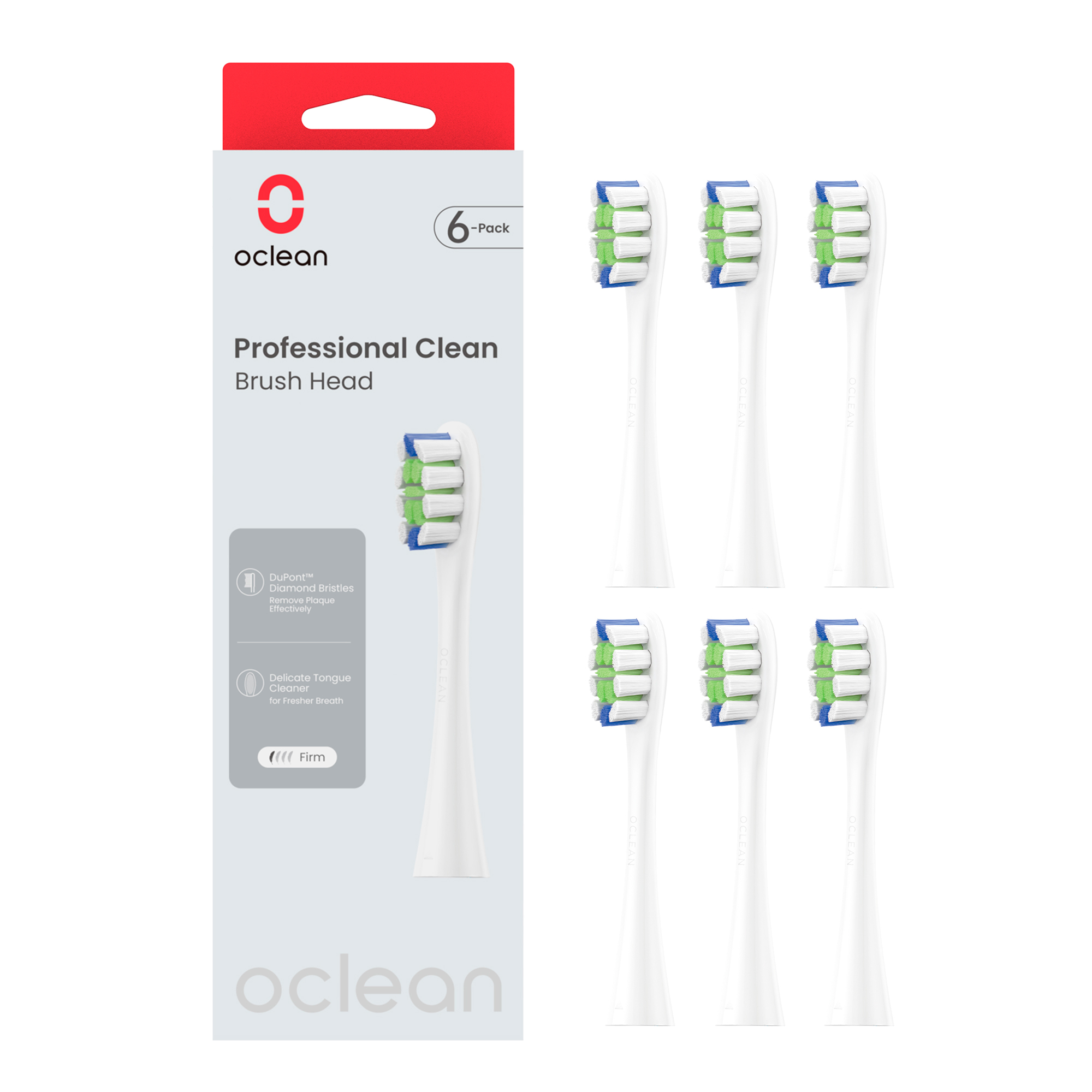 Комплект из 6  сменных насадок для зубных щеток  Oclean (P1C1)