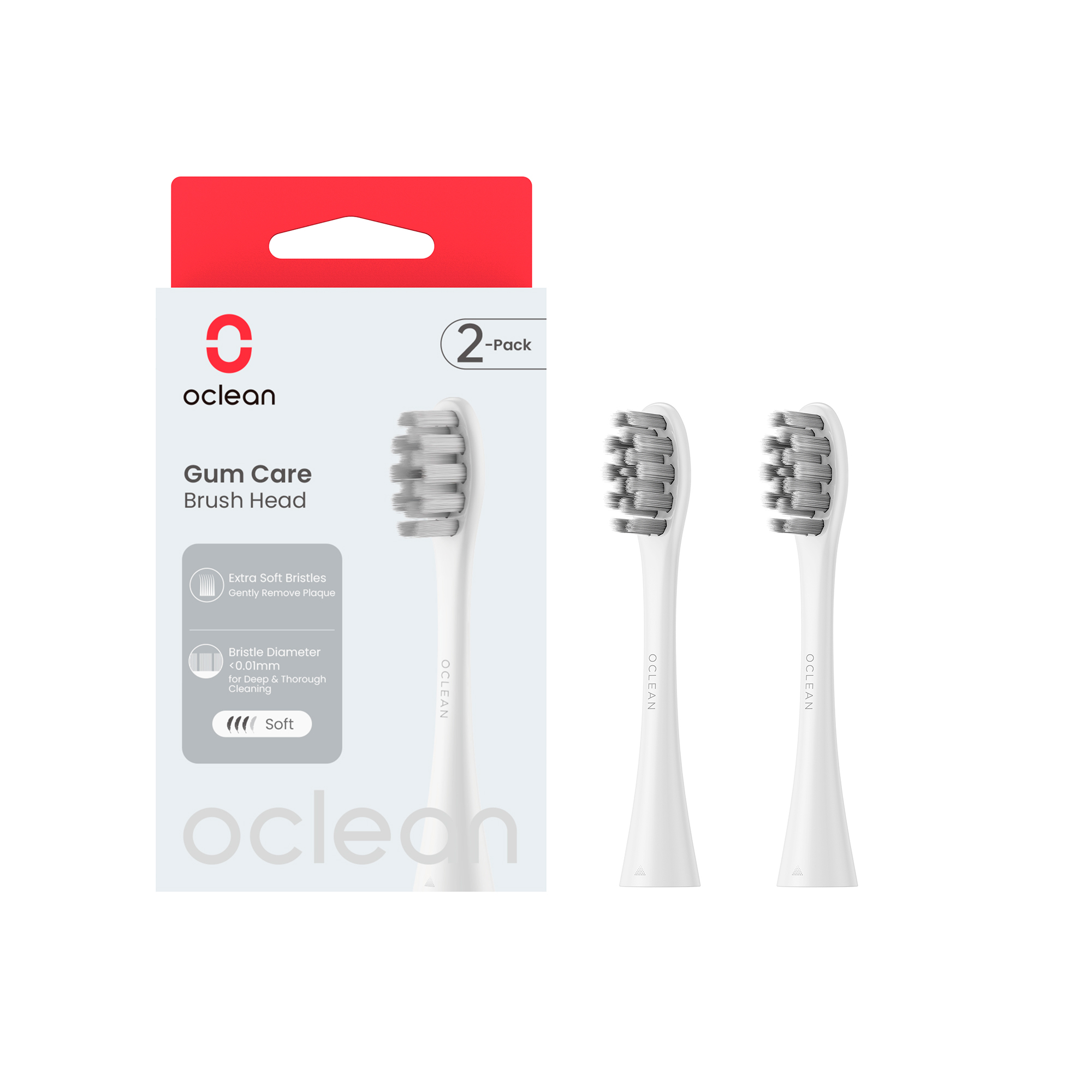 Комплект насадок «Для чувствительных десен» Oclean P1S12 W02 (2 шт., белый) 